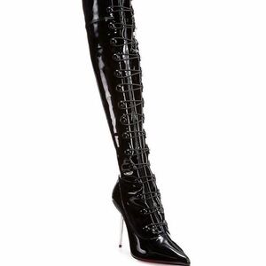 Christian Louboutin Shiny Black Over-the-Knee Boots